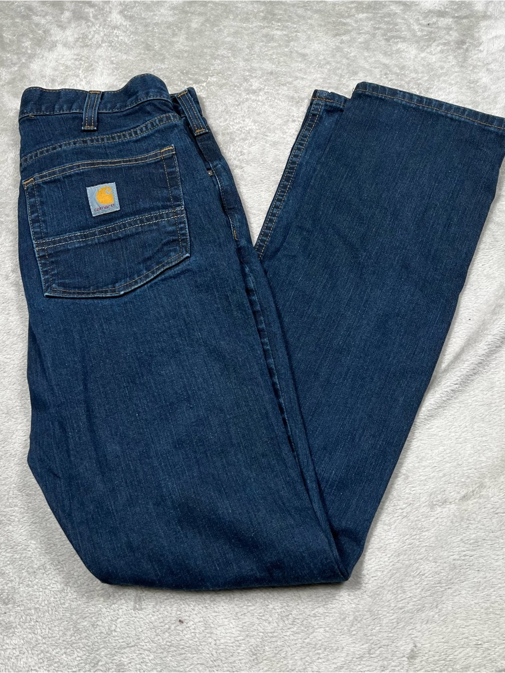 Carhartt Rugged Straight Fit Jeans Mens 32x33 Blue Denim Tapered Stretch BD2807